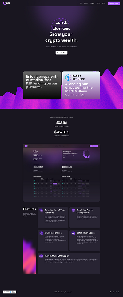 Web3 Lending app blockchain defi lending manta protocol ui ux