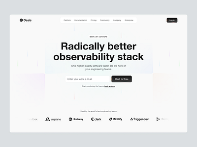 Oasis - Development Tools Website ai code code tools coding development hero section landing page saas sourcecode tools ui userinterface ux web web design website