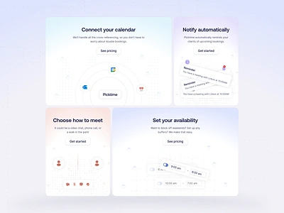 Scheduling UI Component for SAAS ai calendar integration card component component meeting modals productivity saas component saas platform ui saas product design saas ui components saas website scheduling platforms smart scheduling startup time management ui design ui design kit uiux design