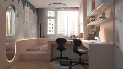 Complete furniture 3d rendering childrens room drawing ideas interior interior design kitchen make up room sketchup