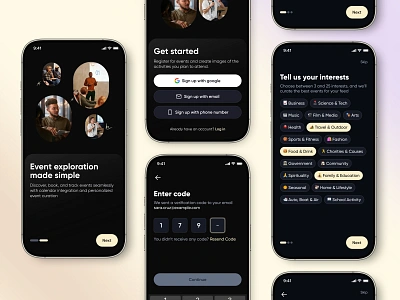 Brddge - Event Booking Mobile App (Onboarding) app design design event app event booking event booking app event management app event uiux design focotik login mobile app mobile app design modern app design modern app interface on boarding sign in sign up ui ui ux design ux verification