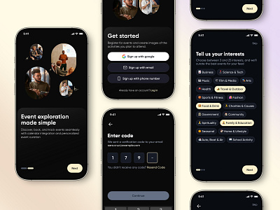 Brddge - Event Booking Mobile App (Onboarding) app design design event app event booking event booking app event management app event uiux design focotik login mobile app mobile app design modern app design modern app interface on boarding sign in sign up ui ui ux design ux verification