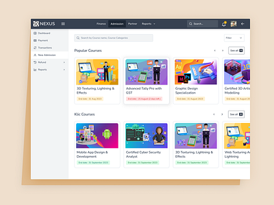 Courses Dashboard Design course management courses cards e learning learning platform ui uiux design user interface