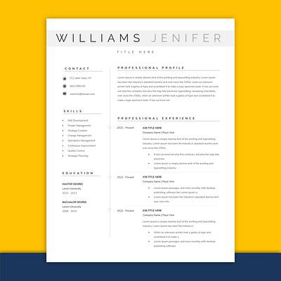 Professional, Modern Resume Design Template for Word & Pages