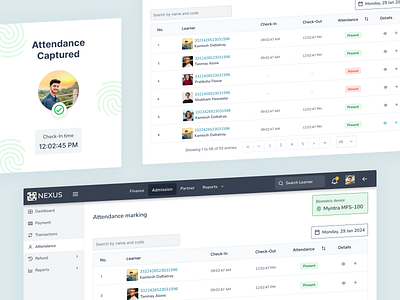 Attendance Tracking UI Design attendance report attendance tracking data visualization employee attendance tracking learning platform ui uiux design