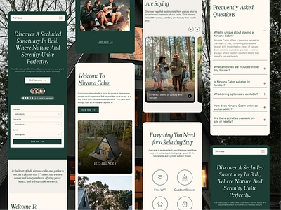 Nirvana House - Cabin Rent Website Responsive branding cabin house design green home rent house minimalist nature real estate rent tini house ui