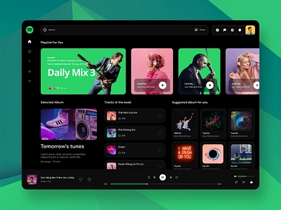 Spotify UI redesign: Music web App UI design dark mode desktop design figma interaction design minimalist ui mobile design modern design music app prototyping responsive design spotify app spotify redesign streaming app ui user flow user interface ux webflow