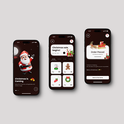 Christmas E-com UI 3d branding christmas graphic design mobileapp mobiledesign santa ui uiux