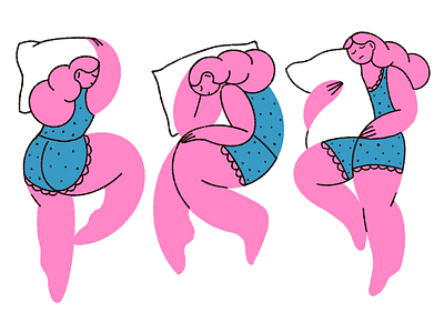 Sleeping 2d character design flat girl illustration pillow pink sleep sleep positions sleeping vector