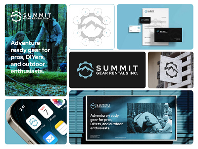 Summit Gear Rentals logo and branding adventure brand identity branding branding design creative logo flat logo design gear gear logo graphic design icon letter s logomark minimalist logo modern logo mountain logo nature outdoor rental summit logo tropical