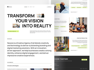 Nexora - Creative Agency Website agency clean company company profile desain design exploration modern reference simple ui ui design web web design website