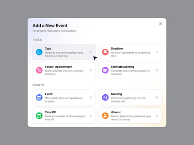 Add New Event_ Construction Management complex saas construction management crm event hr managemen leave new event pop up product design saas task task management time off to do ui design webapp