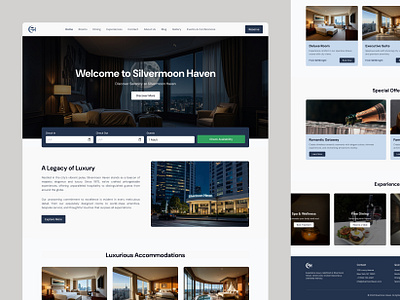 Silvermoon Haven - Landing Page UI/UX Design design haven hotel hotels landing page light luxury mode moon uiux website