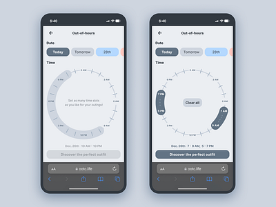 Outfit Of This Celsius clock date drag interaction mobile multiple selection preview time time range time select ui ux