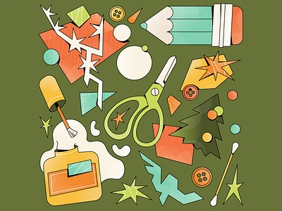 Arts and Crafts flat flat illustration illustration stationery vector