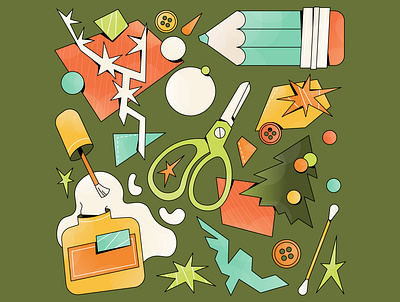 Arts and Crafts flat flat illustration illustration stationery vector