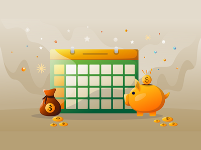 New Year Illustration art bank branding calander date design graphic design happy new year illustration logo man money new year new year illustration piggy bank plants savings time ui vector