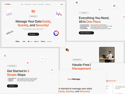 EaseManage. cleandesign concept data data management design designinspiration dribbbleshowcase inspiration landing page management management data modern moderndesign simple simple ui ui uidesign userfriendly ux webapp