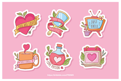 Valentine's day stickers cute icon love pastel color romantic stickers valentine valentines day stickers