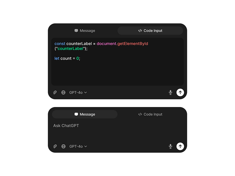 Dual Input Fields - AI Chatbox by Xchyler Drenth on Dribbble