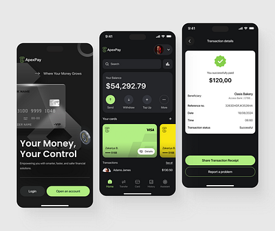 ApexPay - Mobile Finance App app design banking banking app design digital banking figma design finance finance app fintech fintech app interface mobile app mobile application money management online banking product design transaction ui uiux ux