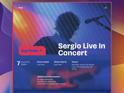 Concert website design concert web design event ui