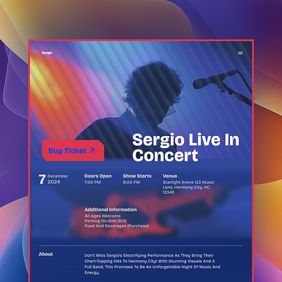 Concert website design concert web design event ui