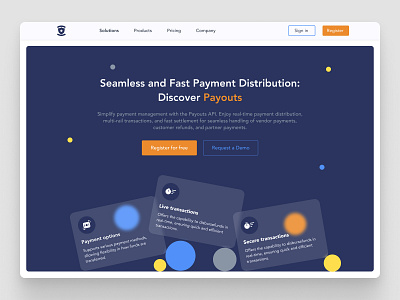 Payments - Landing page banking bento dark grids hero section investment landing landing page layout mobile modern ui payments payouts physics website