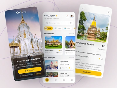 Travel Mobile App adventure booking destinations guide hotel booking ios app mobile app mobile ui place tour tourism travel agency travel app travel service traveler traveling trip ui ux design uiux