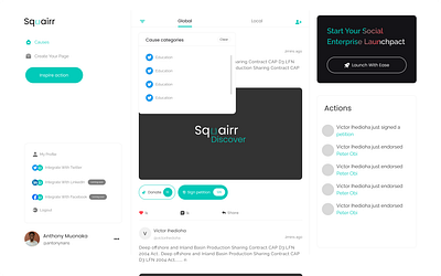 Squairr - Logged In ui ux web application