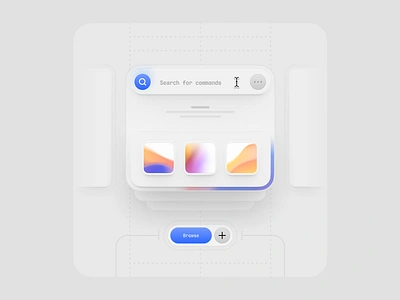 Search for commands illustration ui design