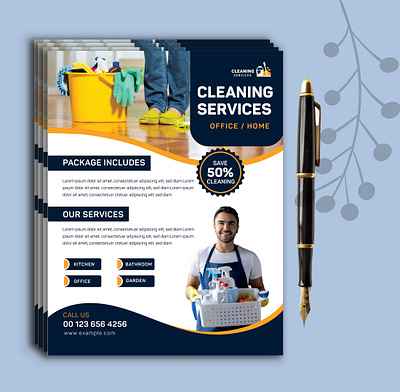 Office & Home Cleaning Service Flyer Design 3d animation graphic design logo motion graphics ui wash