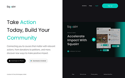 Squairr - Landing Page ui ux