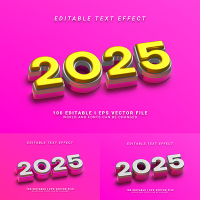 Modern 2025 Text Effect typography logo