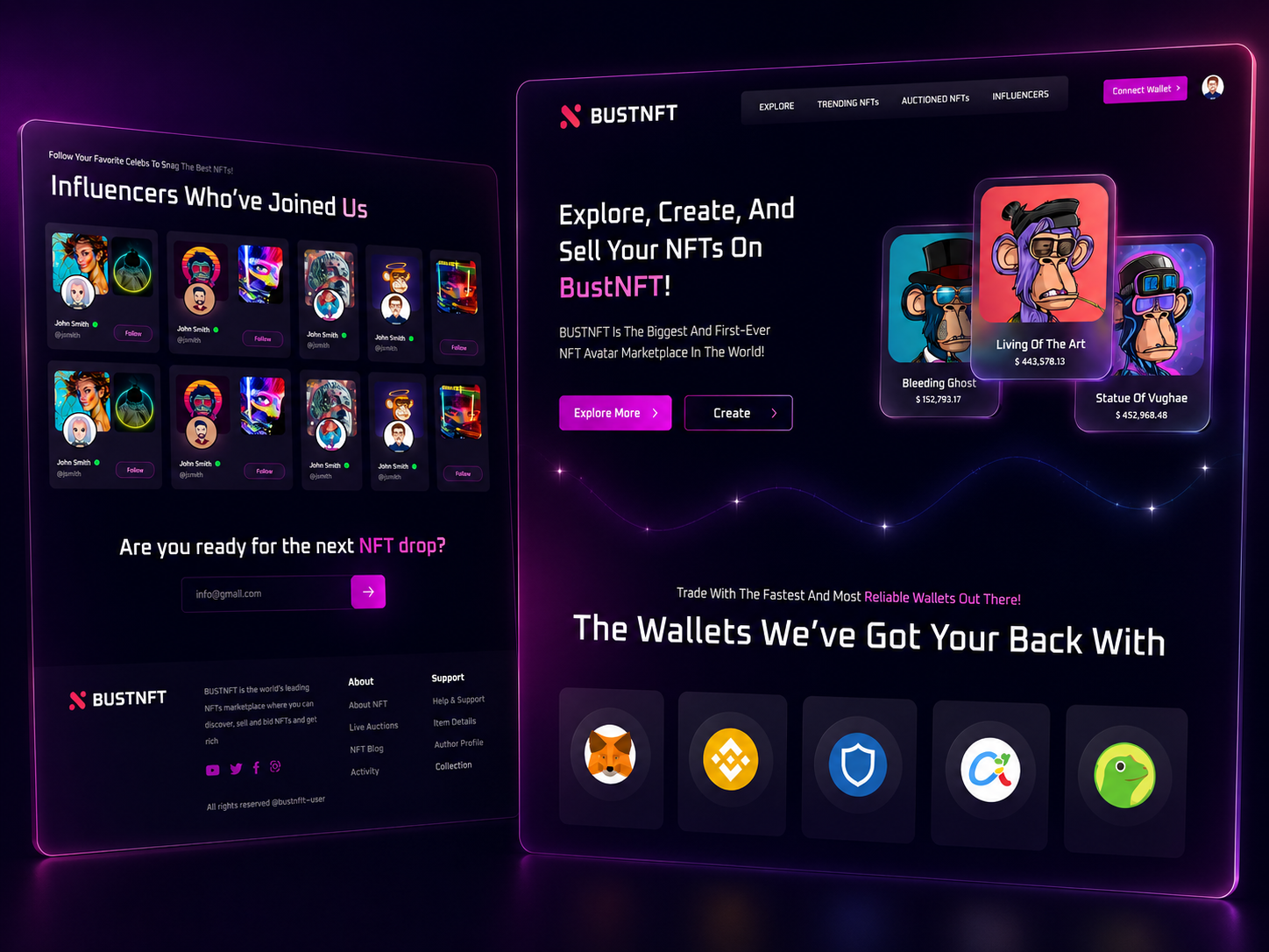 BUSTNFT crypto design nft ui uiux ux website