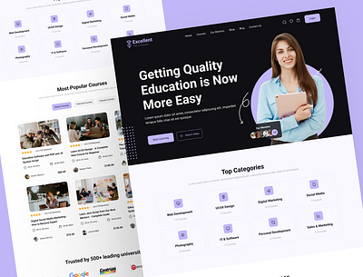 E-learning Online Course Website e learning e learning website education landing page learning online education uiux user interface web design website