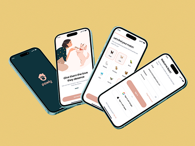 Pawly App - pet adoption app app design product design ui