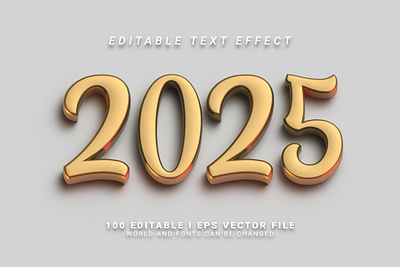 Gold 2025 Text Effect typography logo