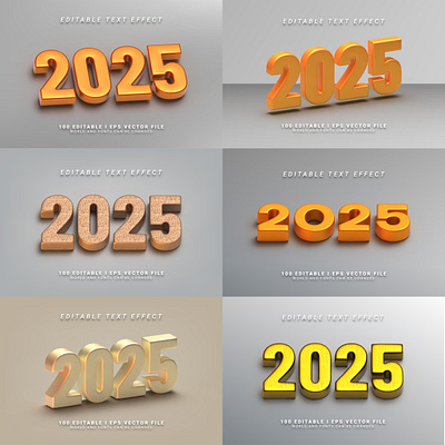 Gold Modern 2025 Text Effect typography logo