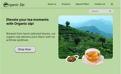 Organic Sip - organic tea brand's e-commerce website. design logo typography ux