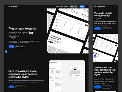 Landing page - Accelerate UI figma figma kit figma library hero hero section landing page mobile mobile website section ui ui design web design