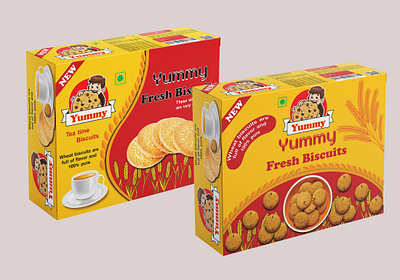 Yummy Biscuits Box packaging design biscuits box box design label design packaging design