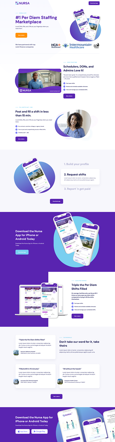 Nursa Landing Page for High Conversions landing landing page responsive ui user interface web website