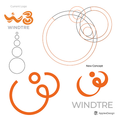 WindTre New Concept Logo branding design graphic design illustration justforfun logo logos newlogo rebranding vector