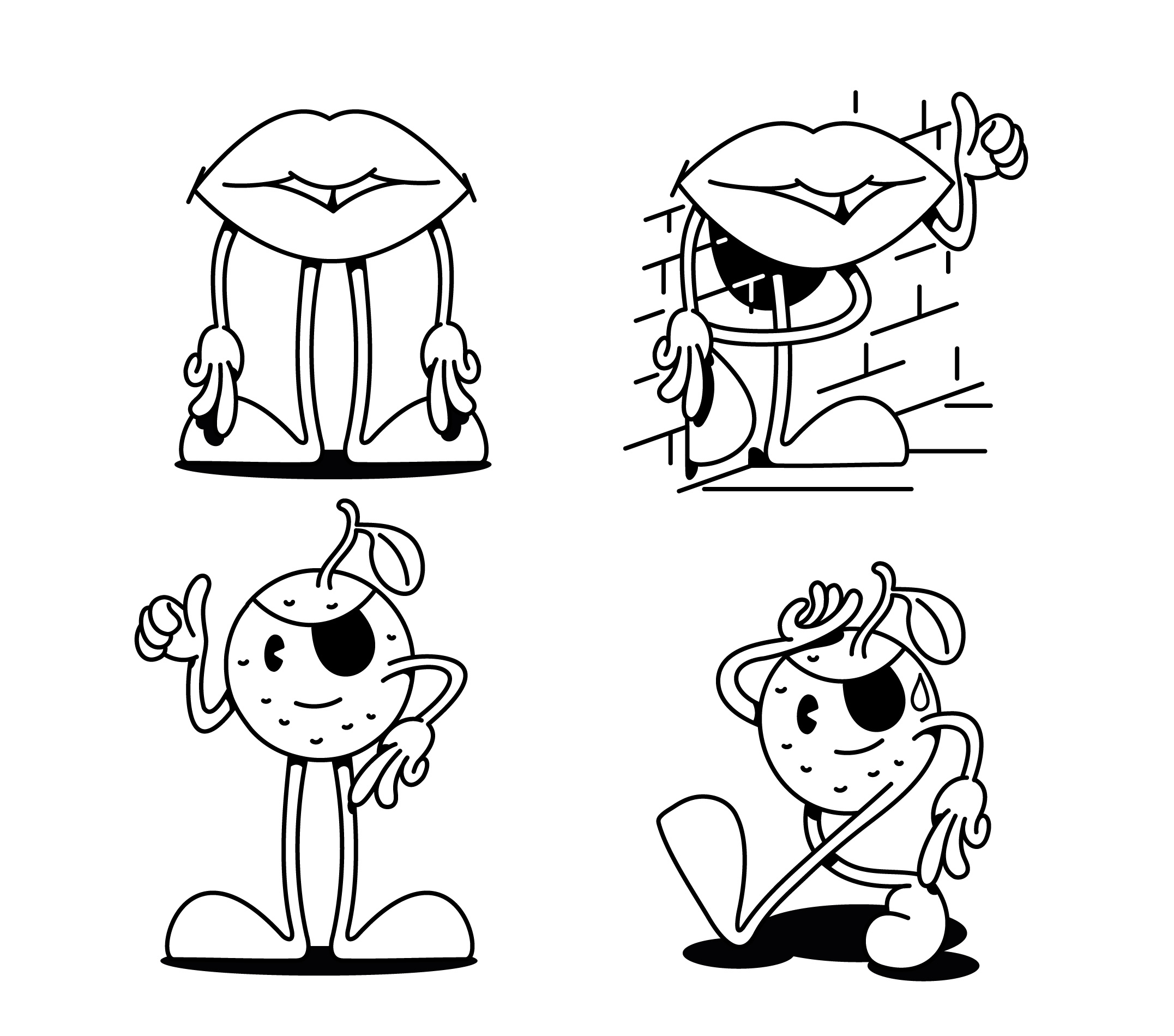 Character Design 20-30s 20s 30s bold cartoon character design headcup illustration lips old orange retro urban vector vintage