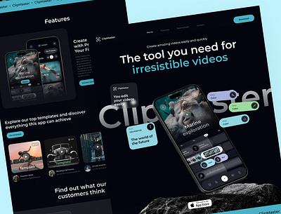 Clipmaster Landing Page editing online editor premiere pro software uiux user interface video editing video editing tool web design website