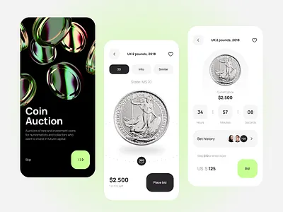 Coin auction branding clean design flat illustration logo minimal simple ui ux