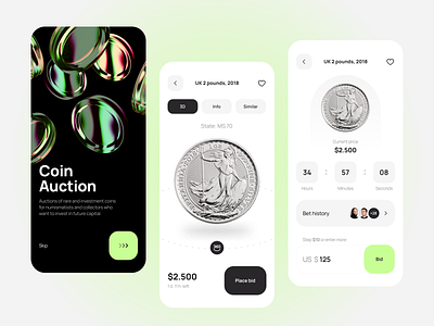 Coin auction branding clean design flat illustration logo minimal simple ui ux