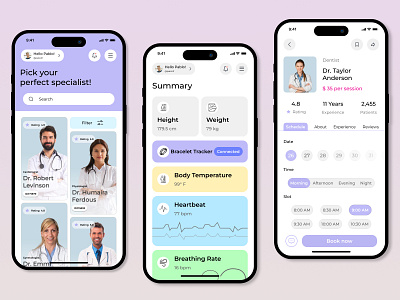 Telemedicine - Doctor booking mobile app app design branding design doctor figma figma design illustration logo medical telemedicine ui ui design ui ux design