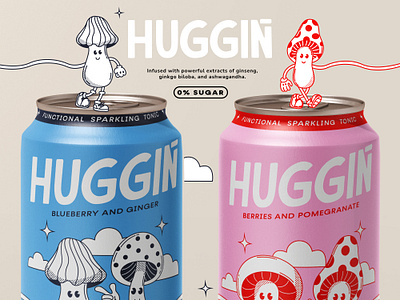 Huggin - Packaging Design brand brand narrative branding can design graphic design illustration label product sparkling tonic